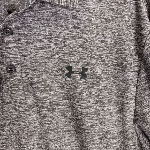 Under Armour Heathered Grey Golf Collared Polo Top Men's Medium Loose Fit - Picture 4 of 11